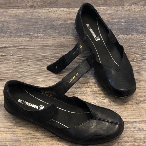 ROMIKA Mary Jane Genuine Leather Flats Size 7.5 US 38 EU Black City light EUC - Picture 10 of 12